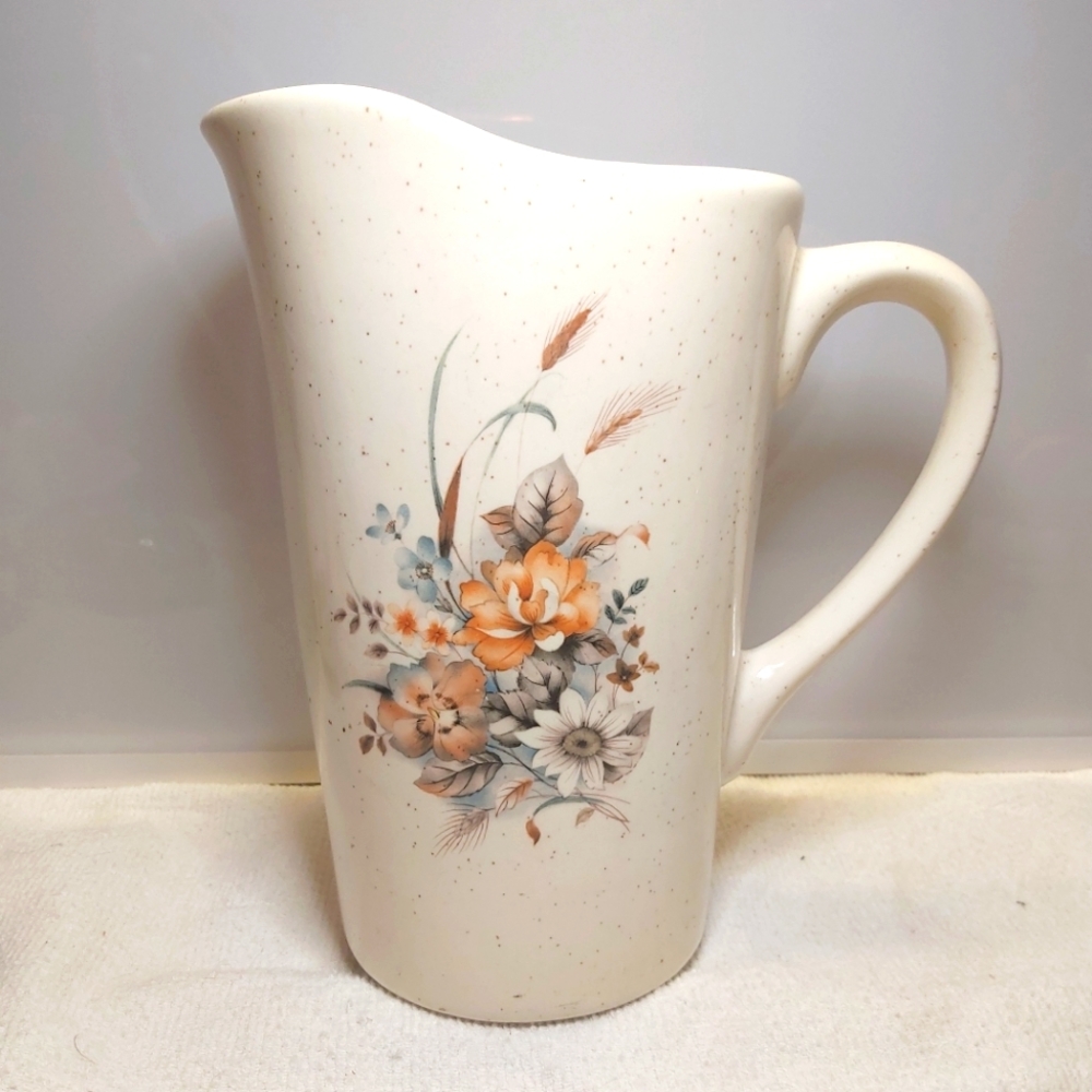 Floral Stoneware Pitcher